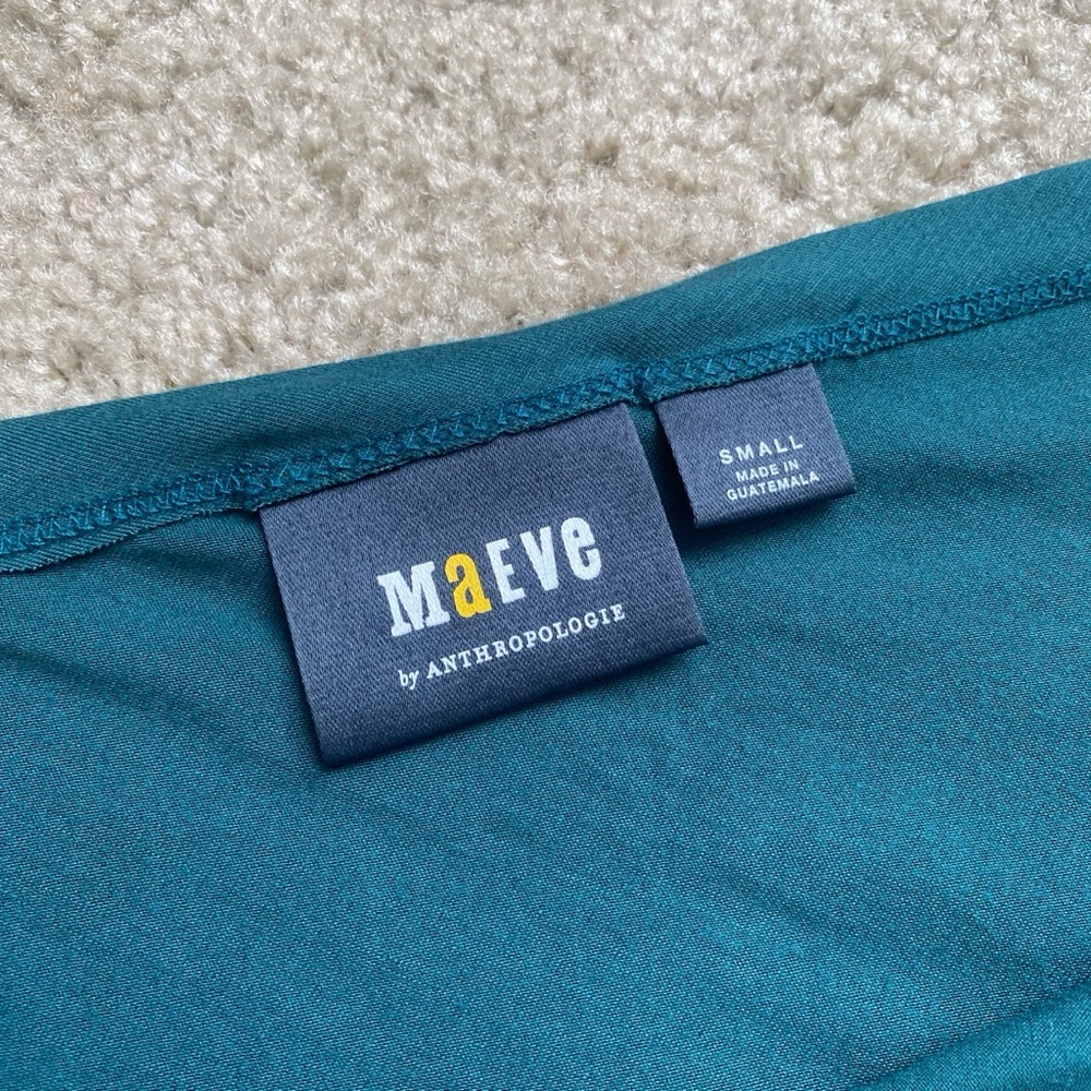 NWT Anthropologie Maeve Teal One-Shoulder Longsleeve Top - Picture 4 of 5